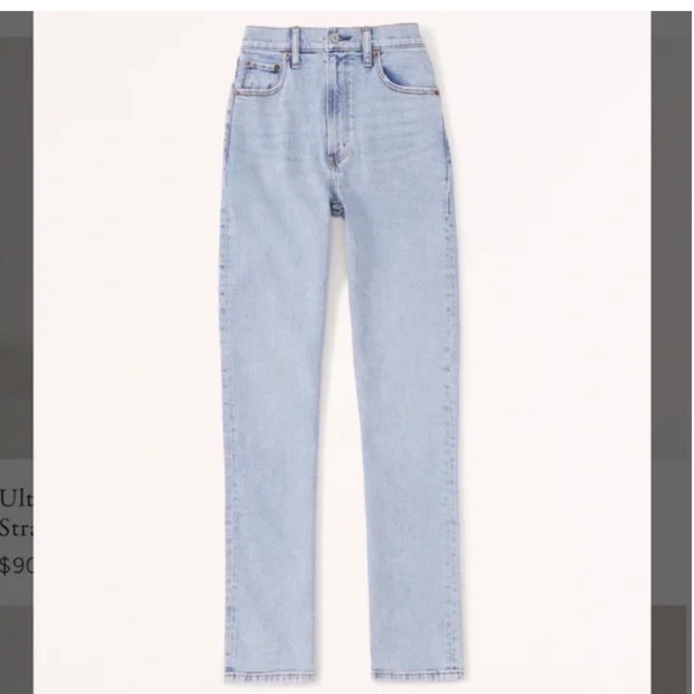 Women’s ABERCROMBIE & FITCH The 90s High Rise Slim Straight denim jeans- Size 27 - Picture 2 of 7